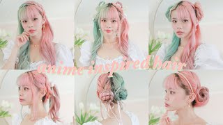 6 CUTE & EASY anime inspired hairstyles 🌸🌿 your name, utena, violet evergarden, code geass   more!