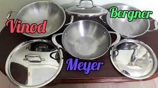 Meyer Vs Bergner Vs Vinod-Comparison of Stainless Steel Cookwares in India/Nickel in SS kadai/Best 1