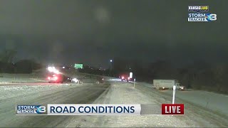 Roads remain slick, several slide offs on K-96