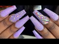Acrylic Full Set Purple Colors  Nails Tutorial |