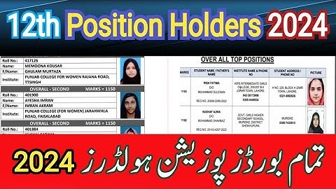 12th all boards position holders 2024 |12th class position holders 2024 |12th result 2024