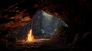 Tranquil Cavern| Rain and Fire Sounds for Restful Sleep and Relaxation