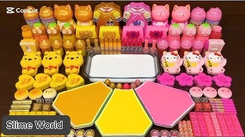 GOLD vs PINK SLIME Mixing Random into GLOSSY Slime World 