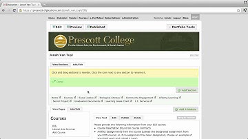 Prescott College How To: Digication - Pages and Sections