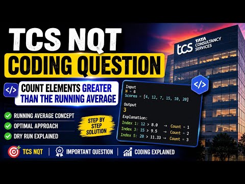 TCS NQT Coding Question 🔥 Count Elements Greater Than Running Average | Java Solution 🚀