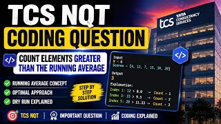 TCS NQT Coding Question 🔥 Count Elements Greater Than Running Average | Java Solution 🚀