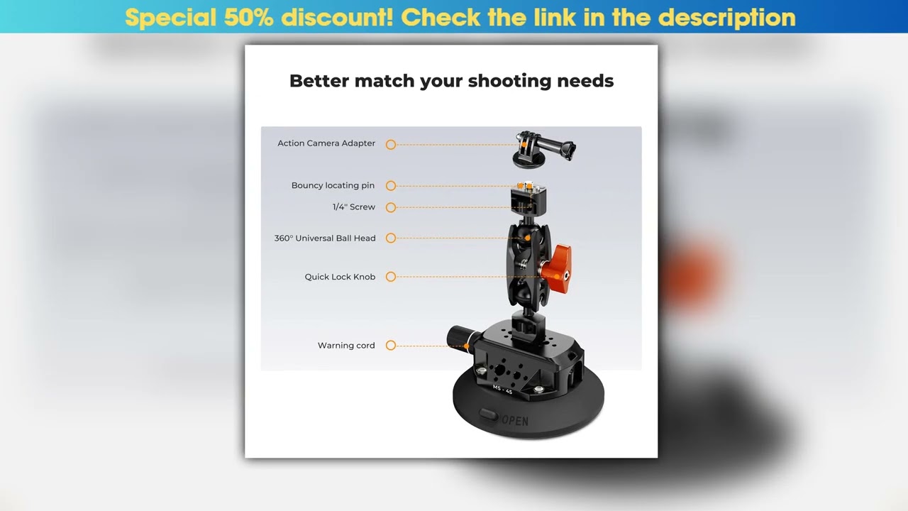 KF CONCEPT Suction Cup Camera Mount with Magic Arm Style 14 38 Threads Quick Release Car Mount for