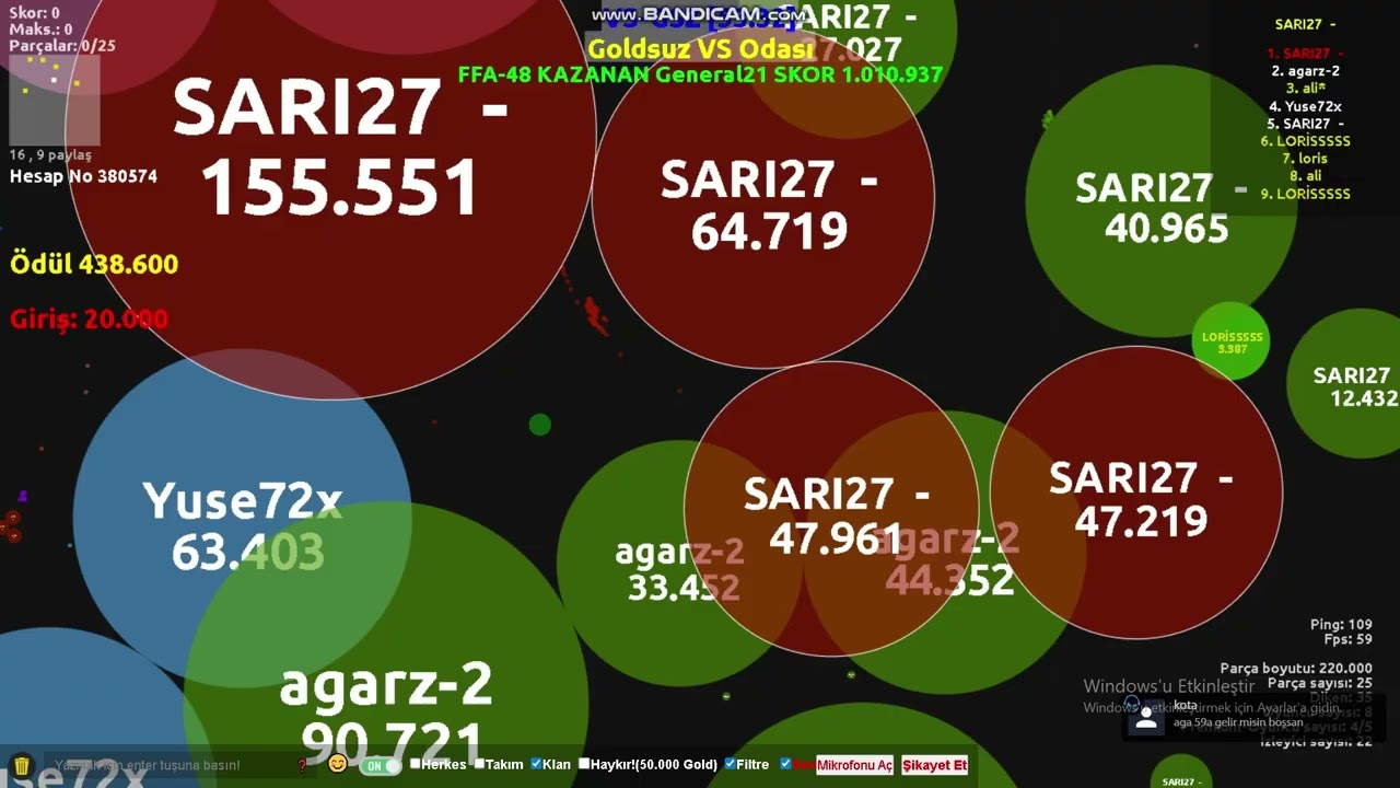 #agarz  LORİS&ALİ VS  YUSE72&SARI27