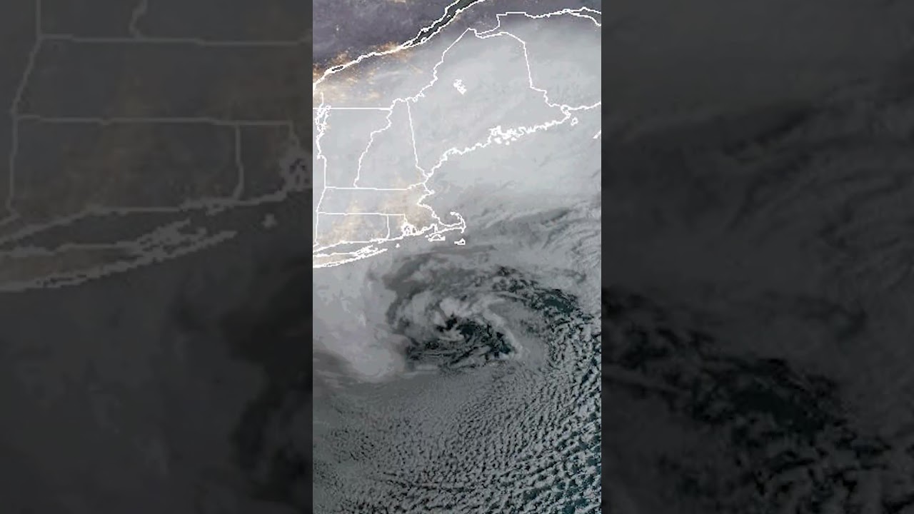 Satellite imagery of powerful nor'easter bringing blizzard conditions to New England