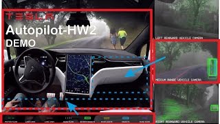 Tesla autopilot 2.0 full self-driving demo (realtime speed)