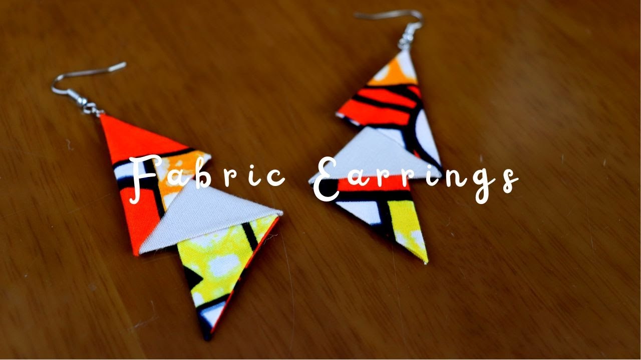 アフリカ布の端切れを折って繋いだ三角ピアスの作り方 Triangular Earrings Youtube