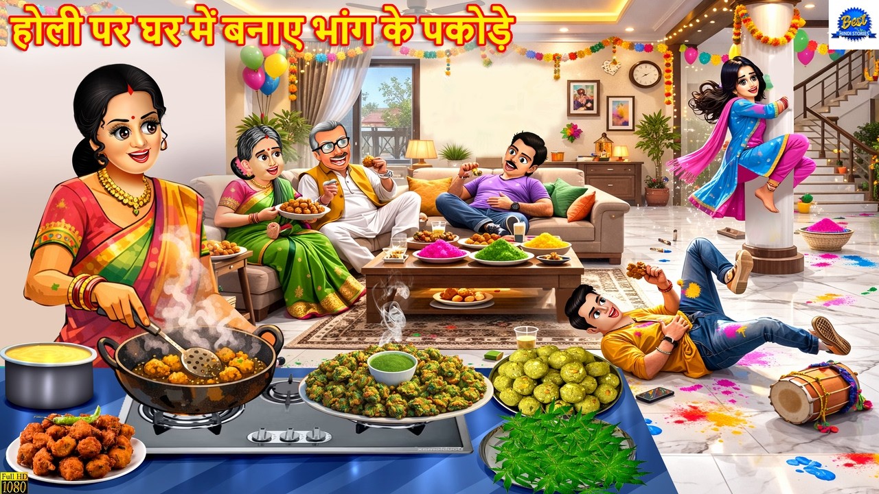होली पर घर में बनाए भांग के पकोड़े | Hindi Kahani | Moral Stories | Hindi Story |Cartoon Video |Story