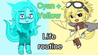Yellow+ cyan life Routine ||Rainbow friends gacha||