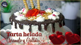 🍭 TARTA HELADA de CARAMELO  y Galleta  🍫 | Tarta sin horno especial San Valentín