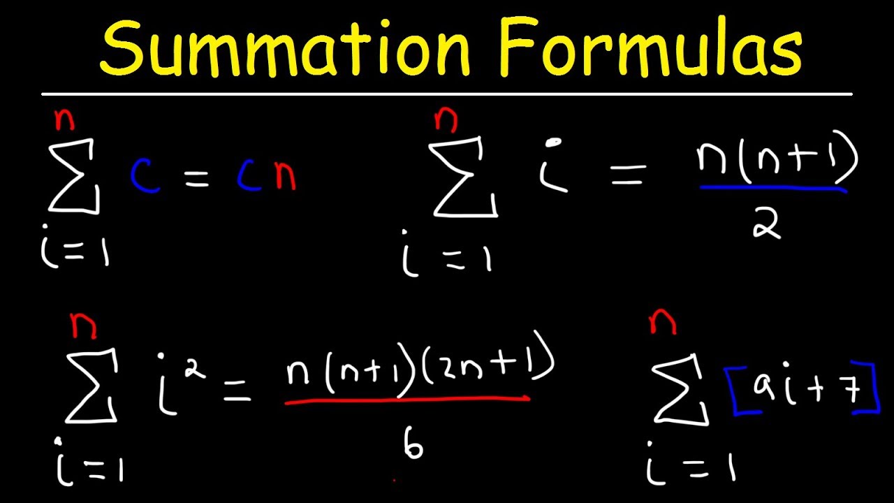 Summation Formulas And Sigma Notation Calculus Youtube