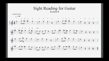 Sight Reading For Guitar.  Exercise 8.  Part 1.