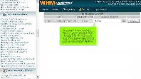 Cara mengubah batas bandwidth account di WHM cPanel By riauhost.net