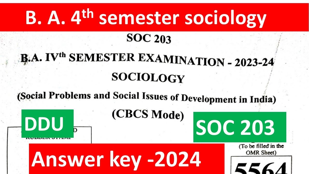 ba 4th semester sociology answer key 2024 | soc 203 answer ke 2024| ddu soc 203