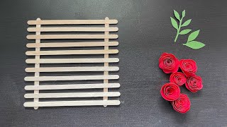 Beautiful Paper Flower Wall Hangings✨| How To Make a Wall Hanging With Ice cream Sticks | Art beats