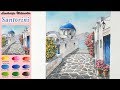 Travel to Europe: Santorini - Drawing Landscape Watercolor (Fabriano rough). NAMIL ART