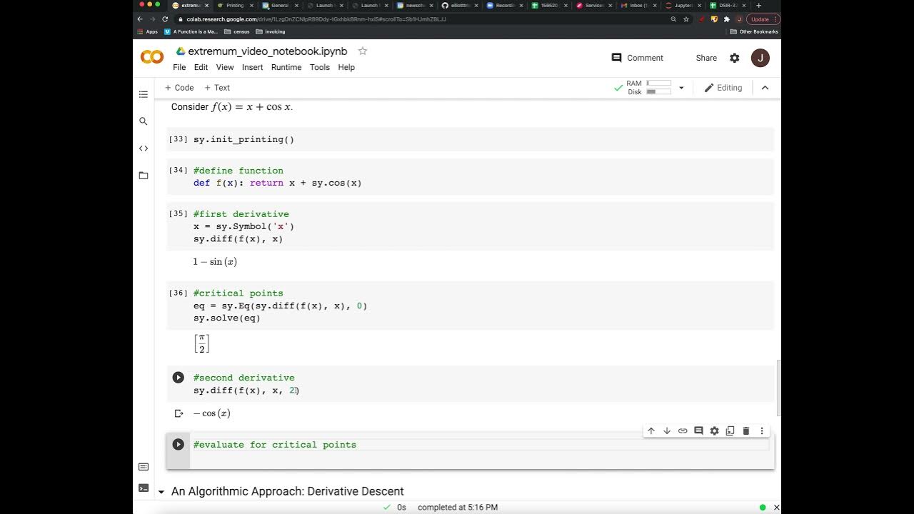 24 Calculus: Example II Second Derivative Test with Python - YouTube