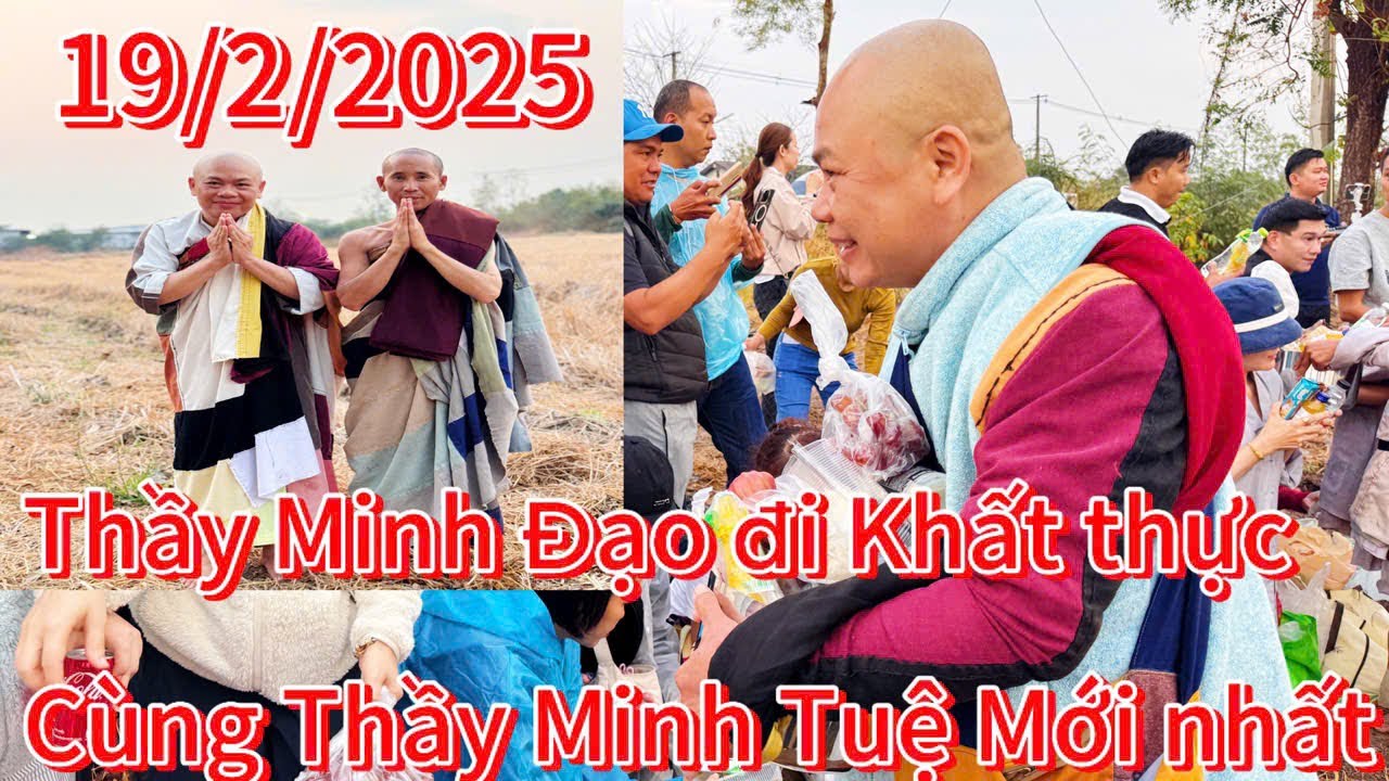 Thầy Minh Đạo khất thực cùng thầy Minh Tuệ sáng 19/2 tại Thái Lan