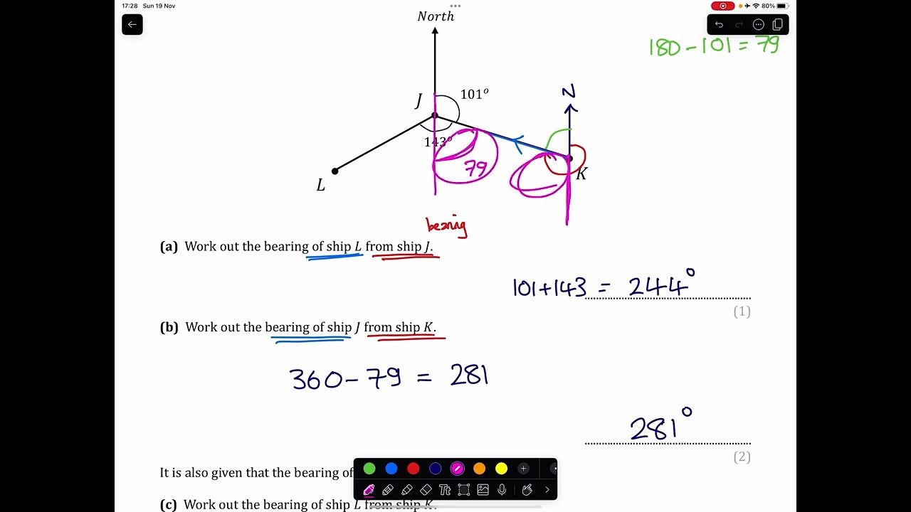 Maths Mathematics Math GCSE IGCSE Bearings Using Angle Rules Parallel