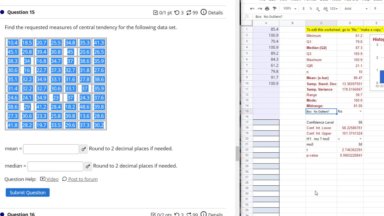Descriptive Statistics with Google Sheets - YouTube