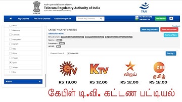 TRAI Channel Selector Application launched - கேபிள் டி.வி. கட்டண பட்டியல்