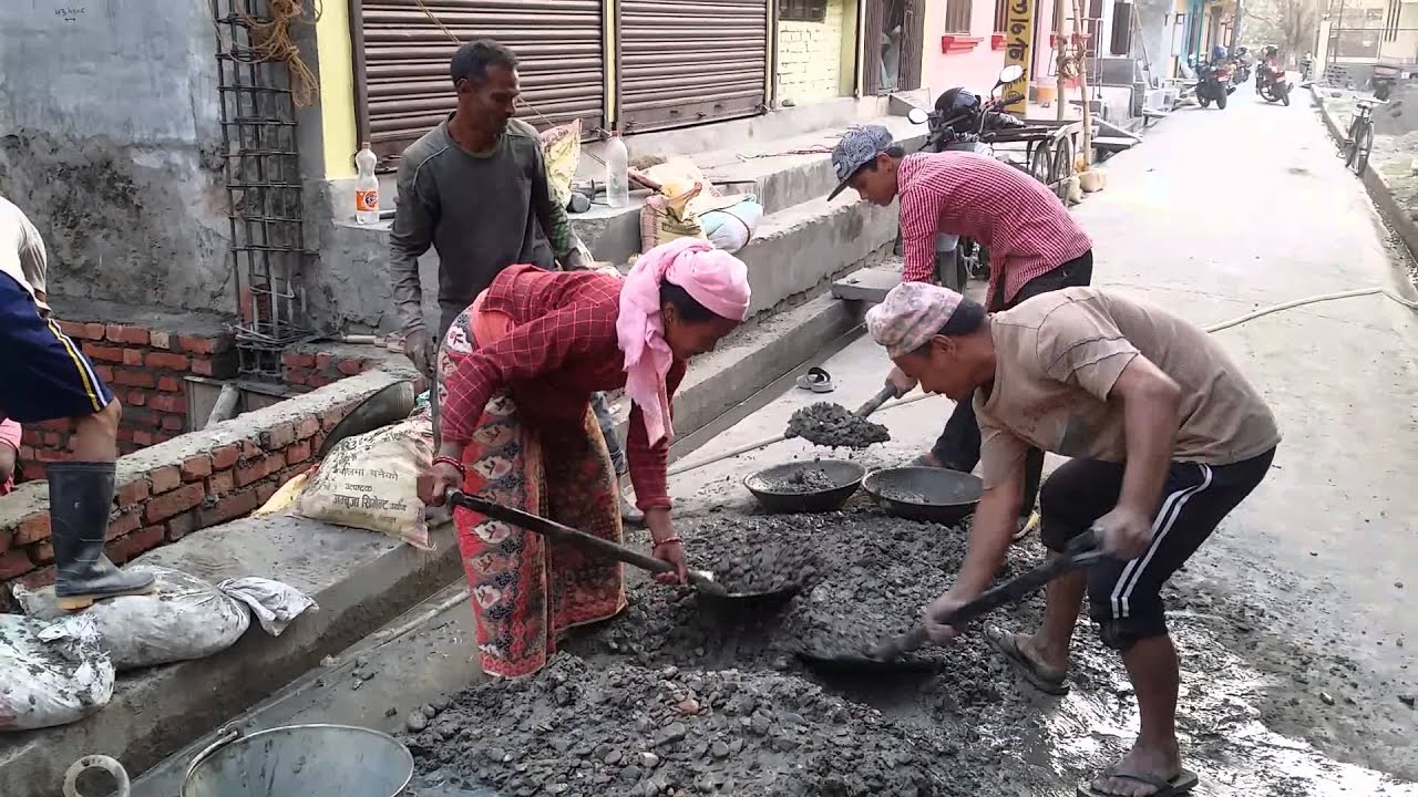 Mixing cement in Nepal! - YouTube