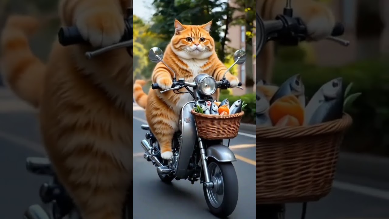 Cat stole fish and cooked it