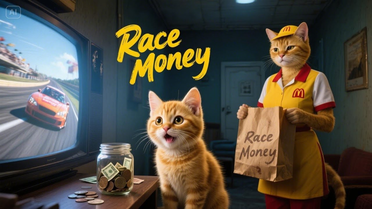 Mama cat Struggles to Win a Car Race 🐾❤️