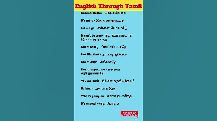 Spoken English in Tamil