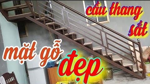 Cầu thang sắt đẹp | cầu thang sắt ốp gỗ | cơ khí sh