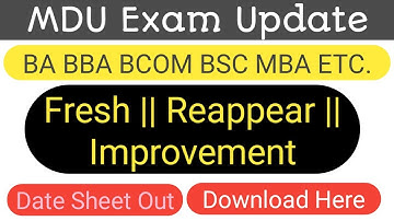 mdu date sheet 2022 | mdu reappear date sheet 2022