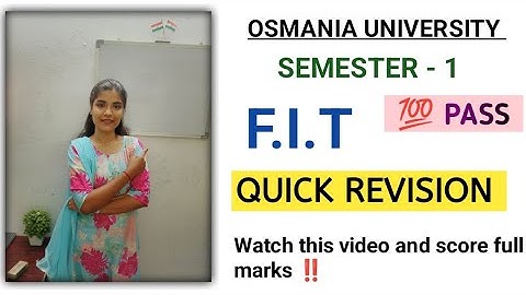 || F.I.T || B.COM || COMPUTERS || SEM 1 || OU || QUICK REVISION || 💯PASS ||@shivanipallela