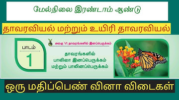 12th TM Chapter 1 BOTANY AND BIO BOTANY BOOK BACK ONE MARKS