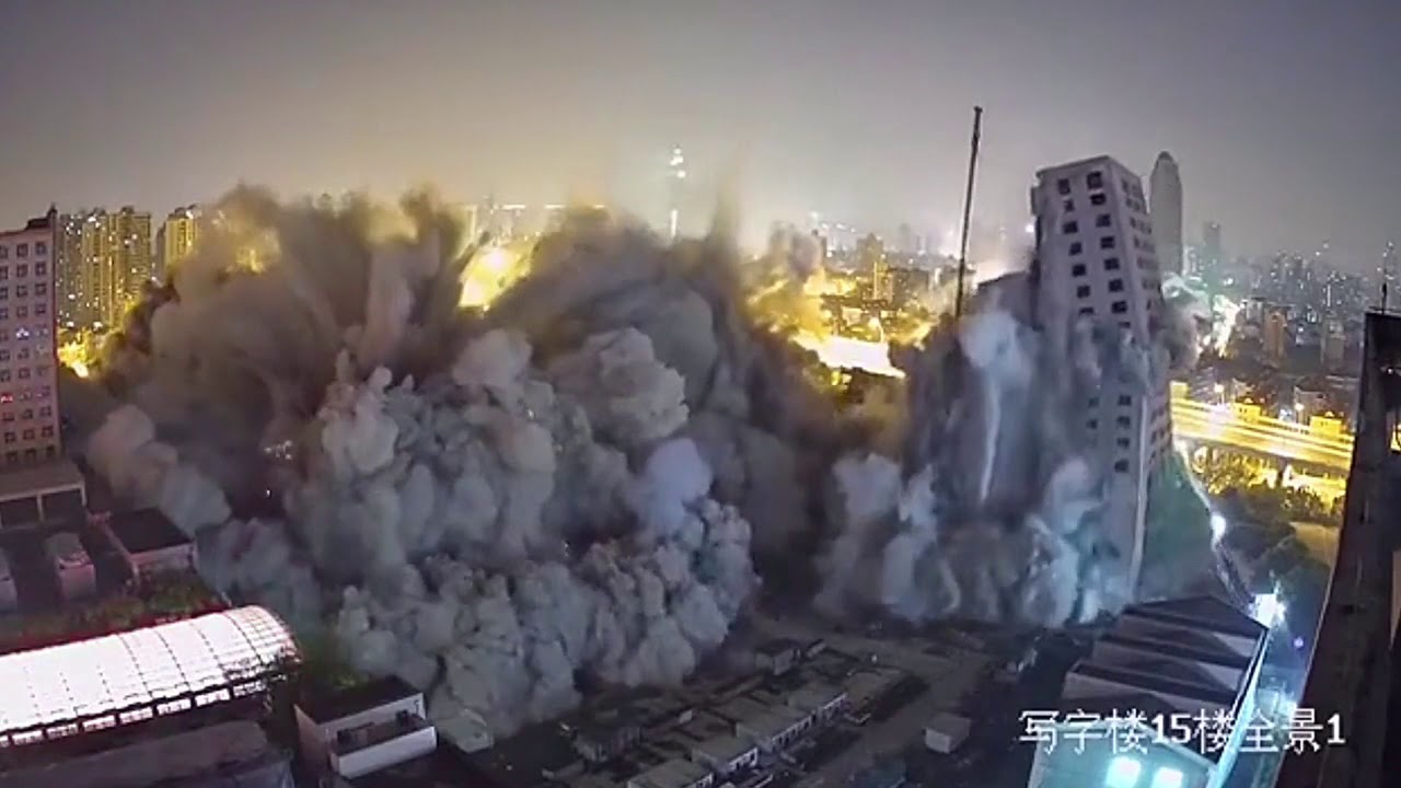 Spectacular video shows four skyscrapers demolished simultaneously in