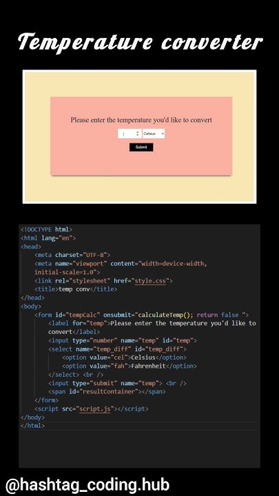 Day 1/ 100daysofcodingchallenge...temperature converter...#html #css # ...