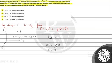 An electron is moving along \(+x\) direction with a velocity of \(6 \times 10^6 \mathrm{~ms}^{-1}...