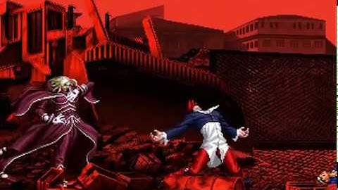 KOF EX Igniz & Orochi Iori VS Benimaru & Shingo in Battle Field