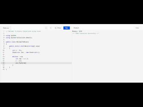 Convert Decimal to Binary Using Stack in C# | Simple Code