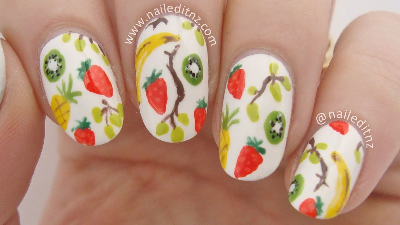 Fruit Salad Nail Art | Mini Bananas, Grapes, Strawberries ...