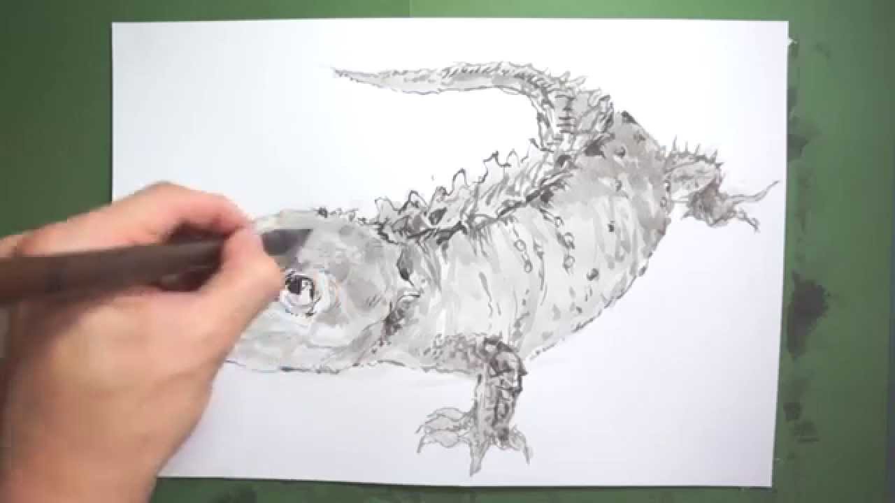 筆のイラスト描き方 絵の上達法を実演解説 トカゲ How To Draw Lizard Youtube