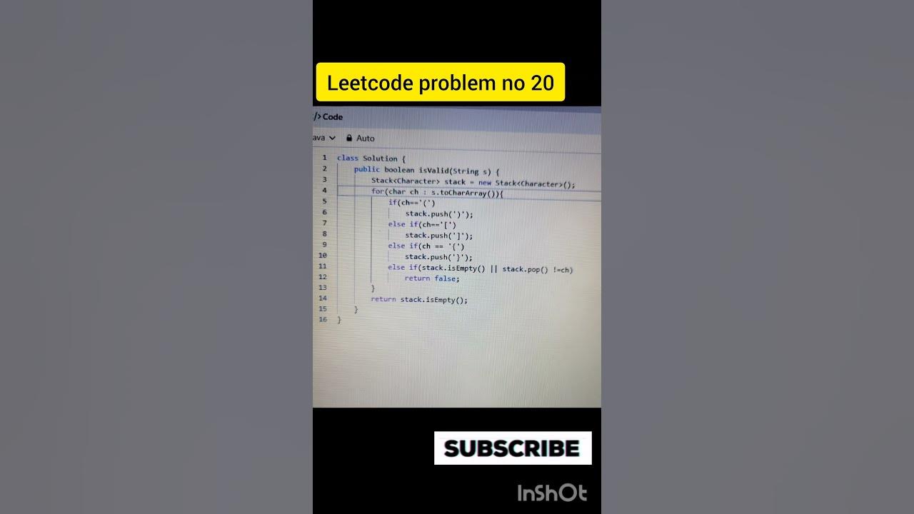 Valid parentheses | Leetcode problem solving #leetcode #java #shots ...