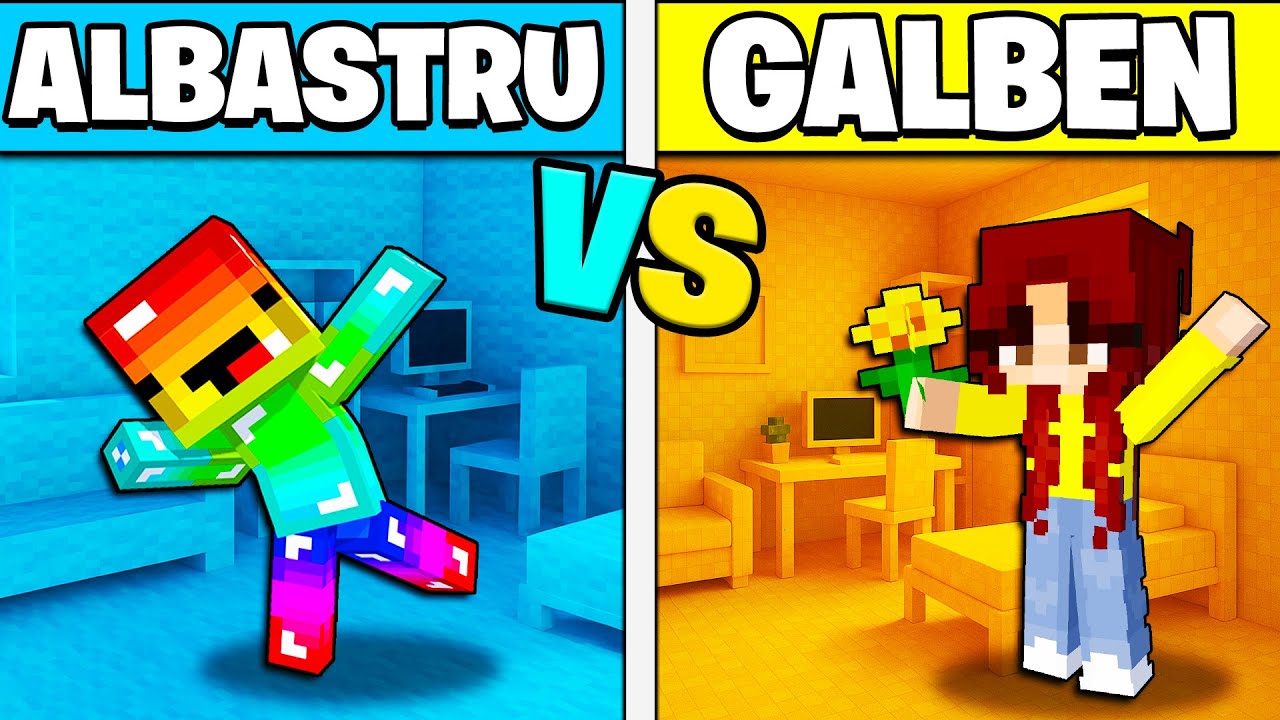 CONCURS de CONSTRUIT cu o SINGURA CULOARE cu @botobigbro pe Minecraft 🟡🔵