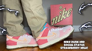 NIKE DUNK MID SOCIAL STATUS STRAWBERRY MILK REVIEW & ON FEET! - YouTube