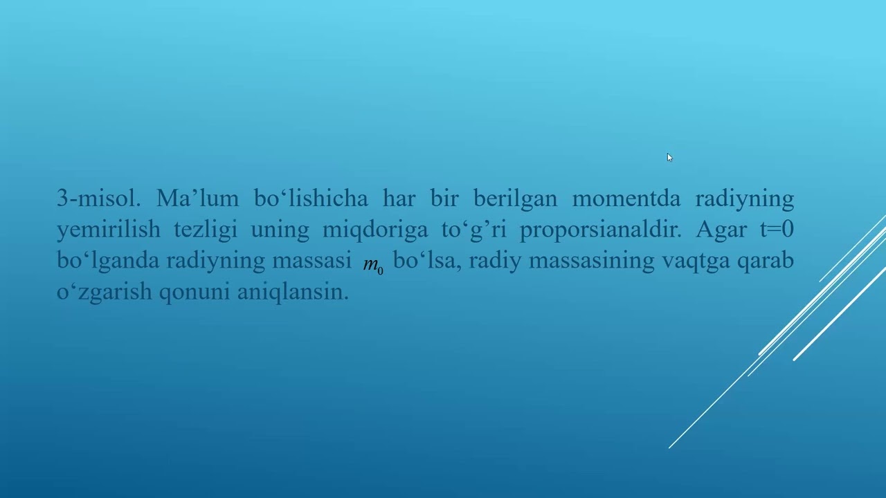 2 mavzu O‘zgaruvchilari ajralgan va unga keltiriladigan differensial tenglamalar