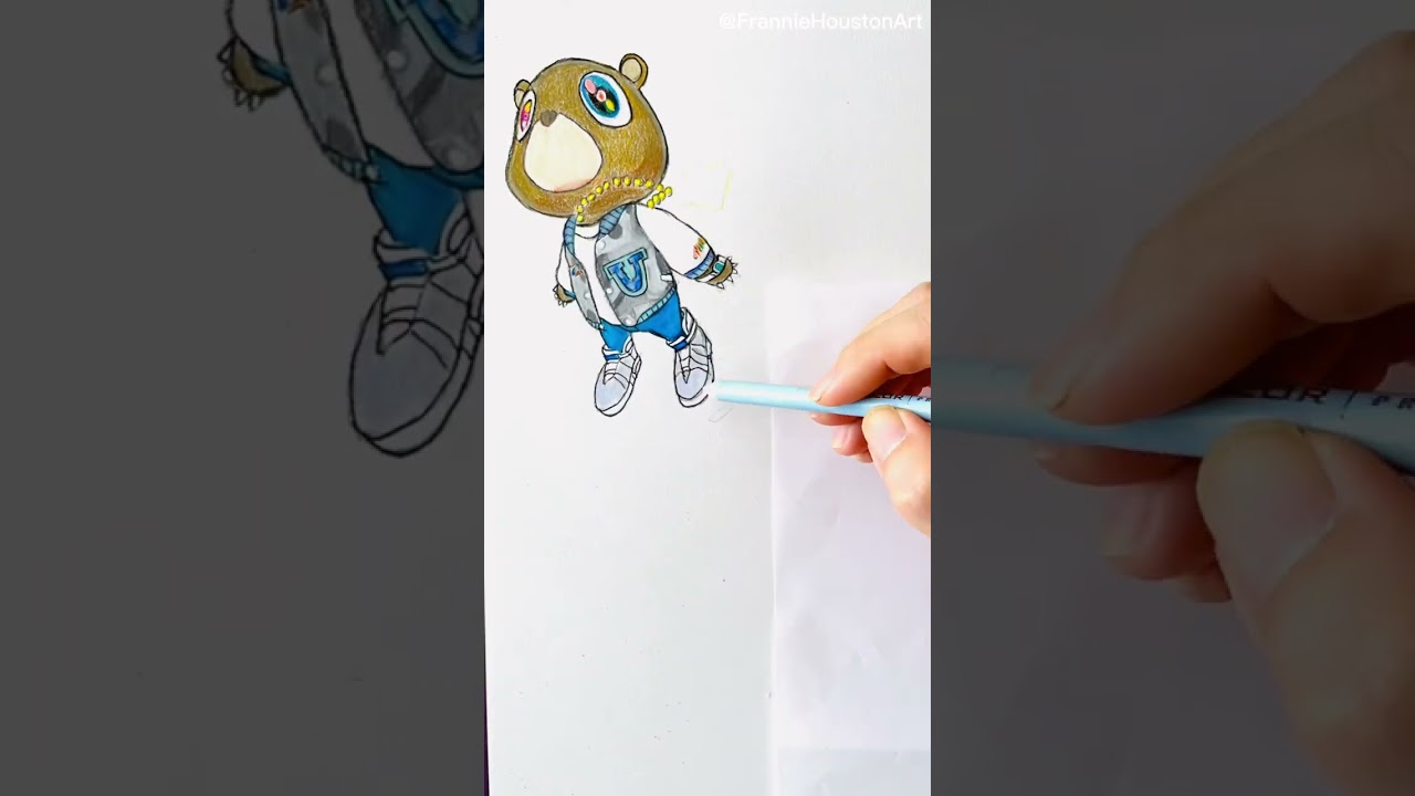 Kanye West album cover Graduation colored pencil drawing 