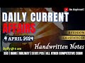 4th april 2024  daily current affairs  handwritten notes  an aspirant 